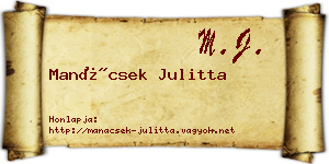 Manácsek Julitta névjegykártya
